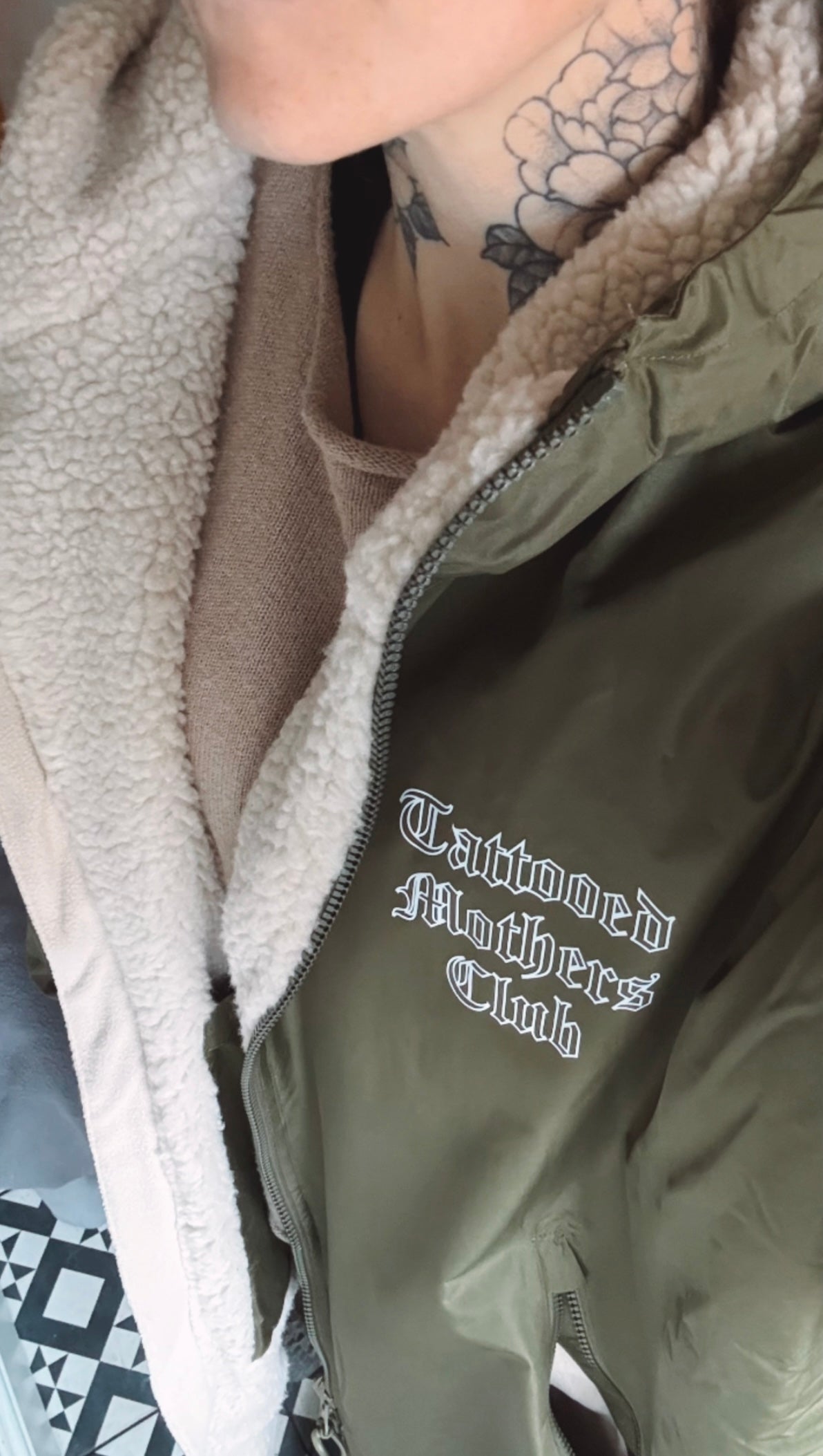 Tattooed Mothers Club Welcome To The Club Sherpa Lined Robe Coat