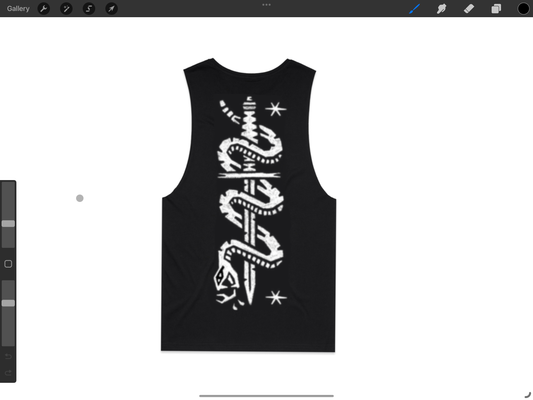 Three Sixes snake and dagger design heavy weight vest