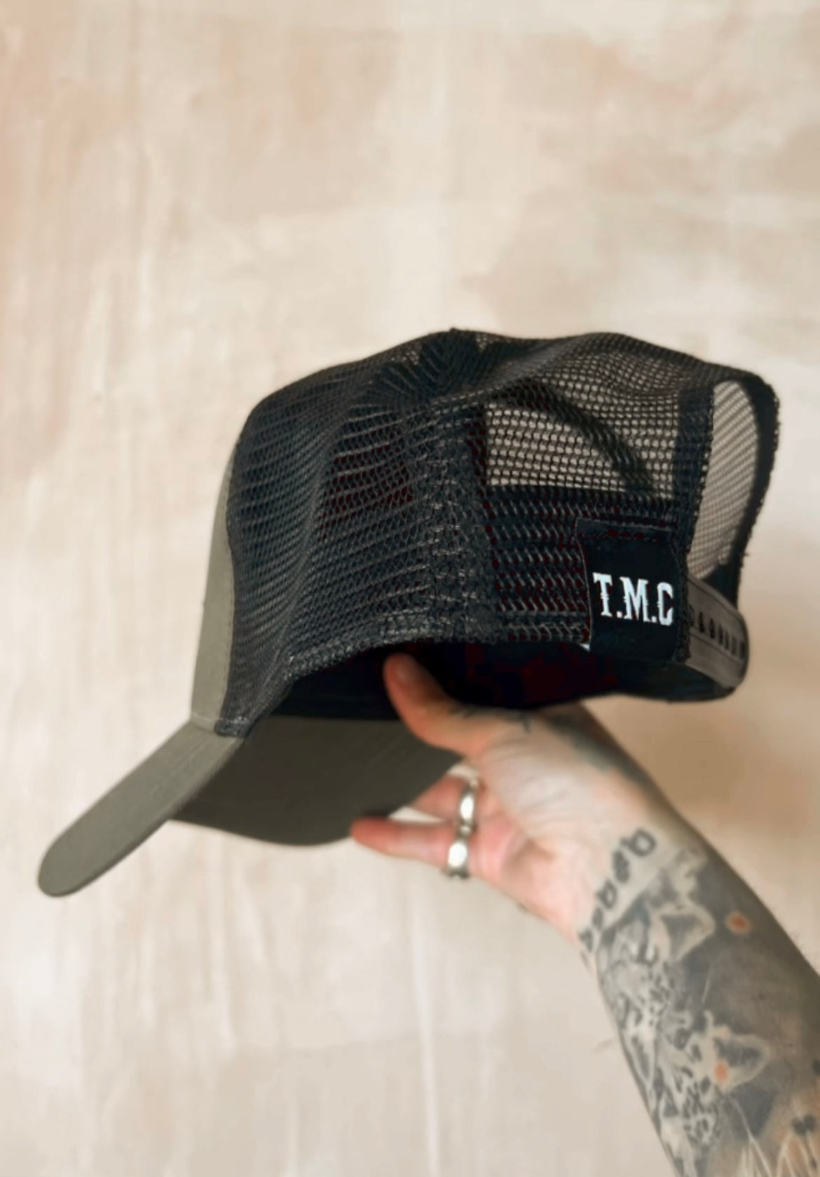 tattooed Mothers Club Barbwire Heart Trucker Cap Military Green