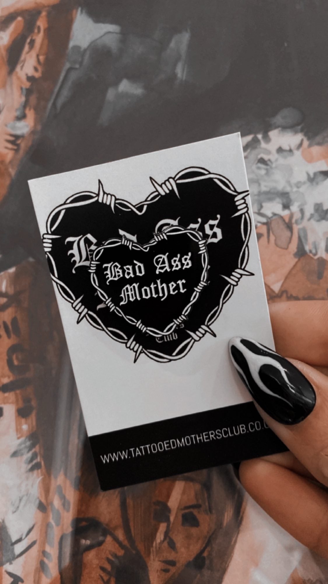 Badass Mother Barbwire Heart Pin Badge.