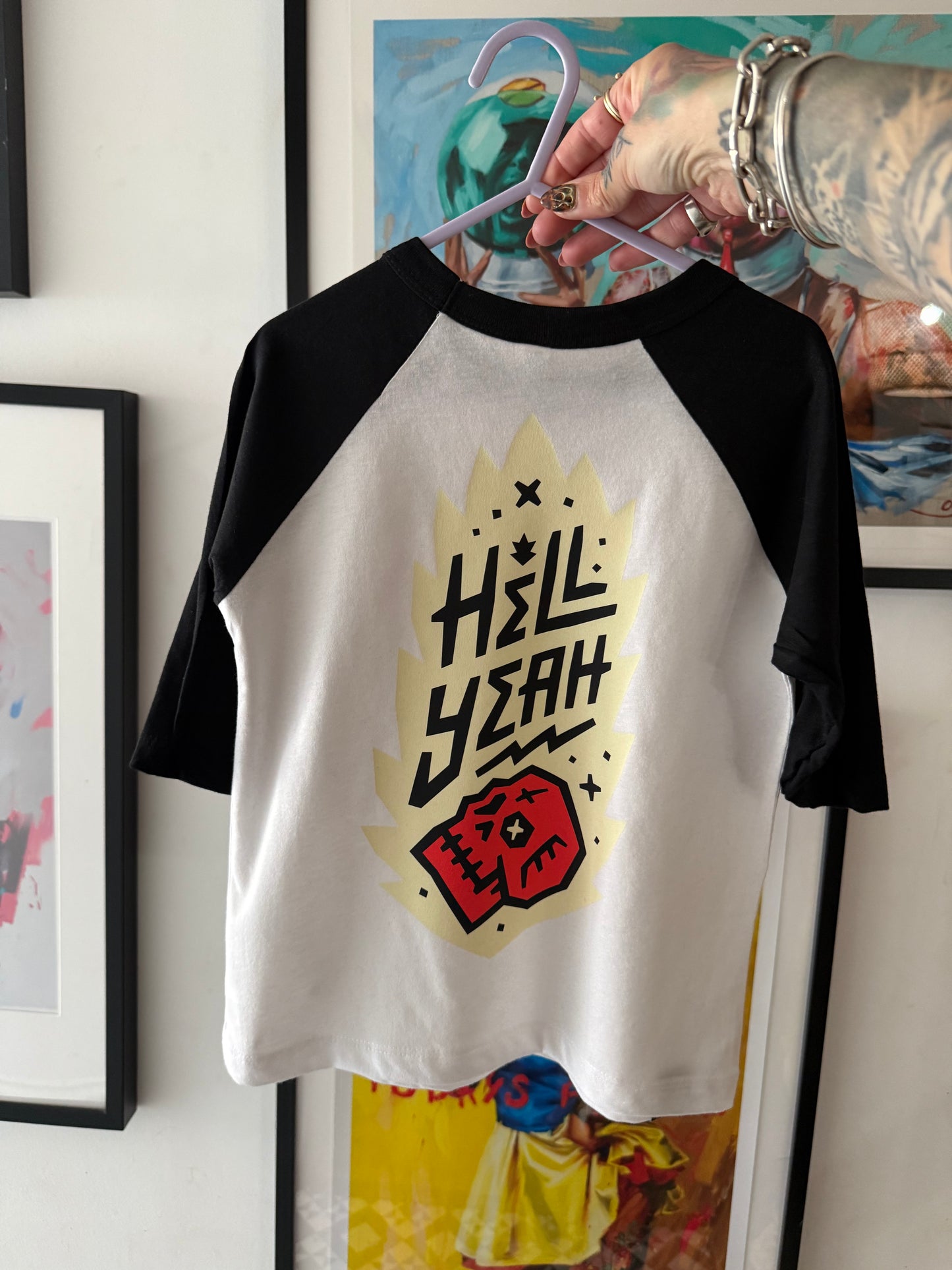 Hell yeah  Black And White Raglan