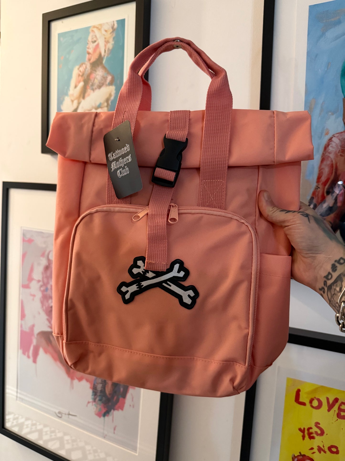 Mini Roll Top bag cross bones