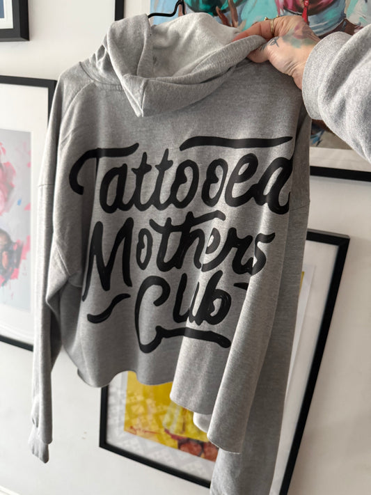 Western grey Casual Cropped Hoodie